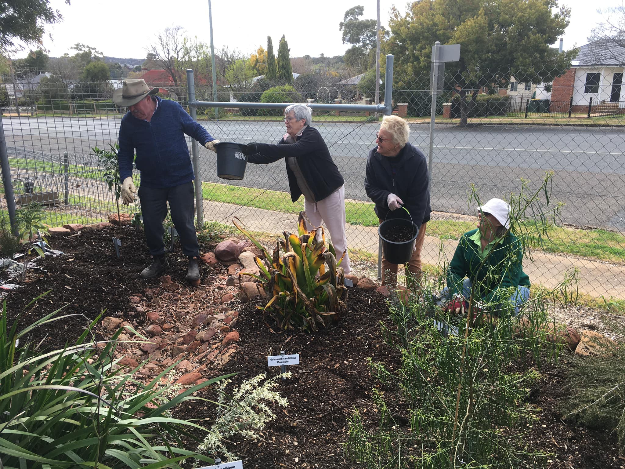 WCNN volunteers mulching the nursery front garden