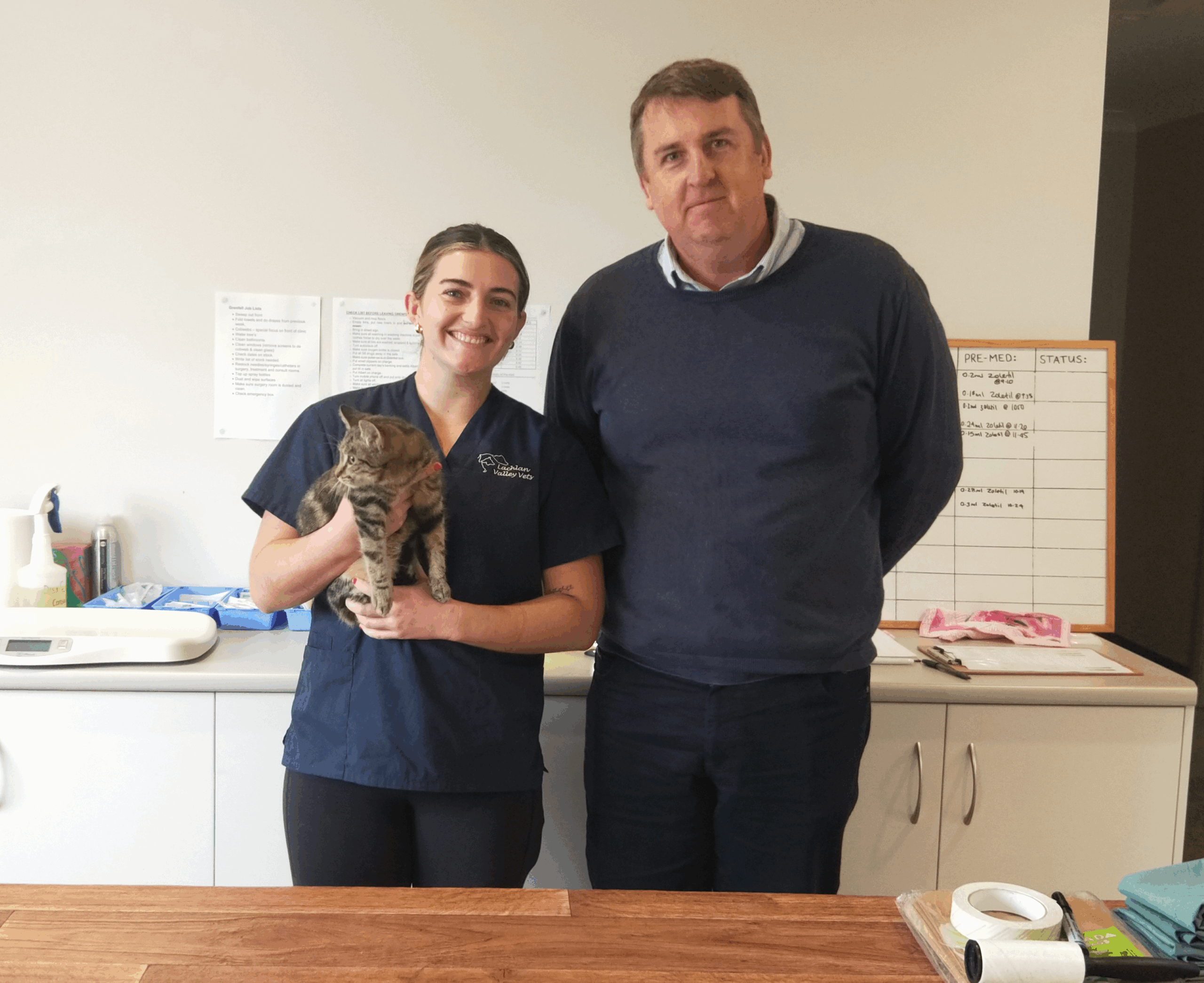 Mel Martyn and Luke Sheehan with the 300th cat to be desexed as part of KCSAH